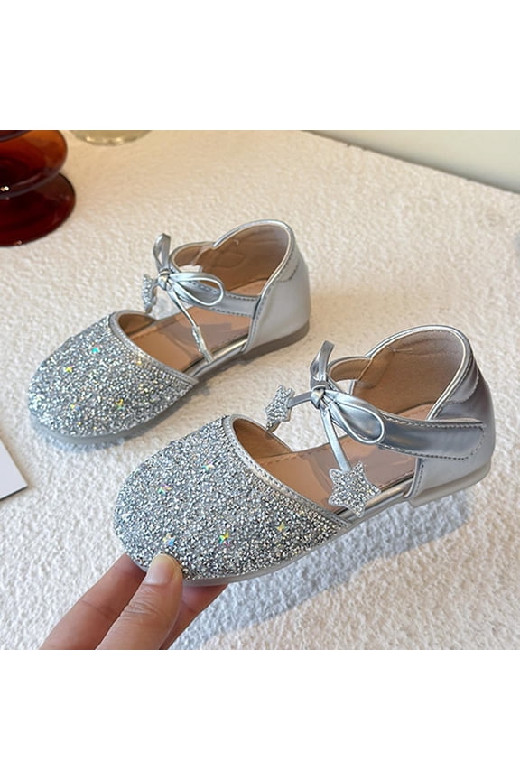 Girls Glitter Mary Jane Princess Shoes Flat Sandal Sequin Party Wedding Shoes Toddlers Kids Ballet Dress Shoes Birthday Prom Cosplay Dance Shoes Silver 10 M