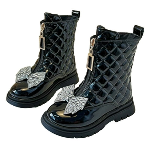 Girls Glitter Mid Calf Boots Side Zipper Snow Boot Fashion Winter Warm Lined Outdoor Shoes for Little Kid/Big Kid