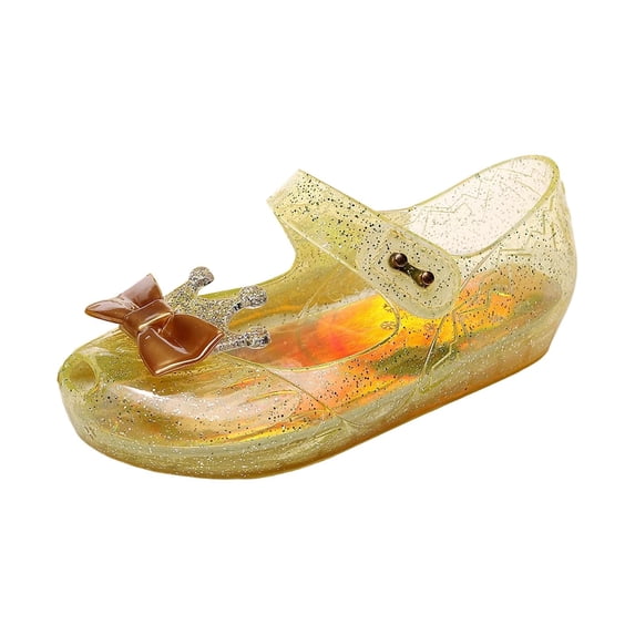 Girls Glitter Transparent Jelly Mary Jane Flats Cute Bow Decor Princess Dress Shoes Non Slip Soft Sole For Birthday Party Christmas Beach Daily Wear