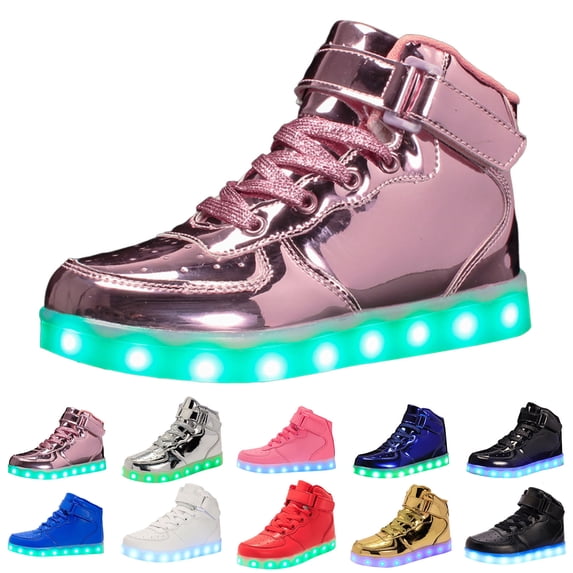 Girls' Glow Sole Sneakers Skate Shoes With Led Lights Rechargeable Running Shoes Pink 9 Y-9.5 Y