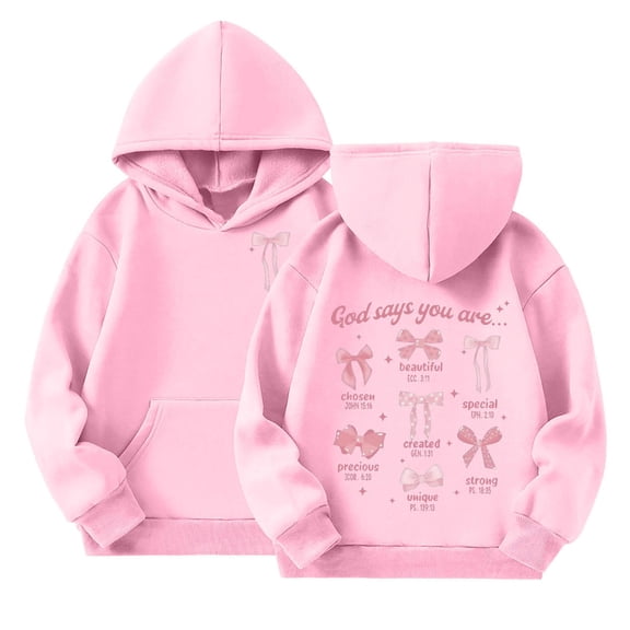 Girls God Hoodies Sweatshirt Top Bowknot Print With Pocket Clothes