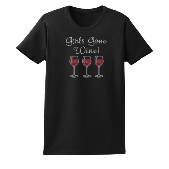 Girls Gone Wine Short Sleeve T-shirt Rhinestone Embellishment-Large