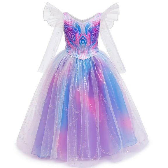 Girls Good Witch Costume Dress Halloween Sequins Tulle Princess Dress