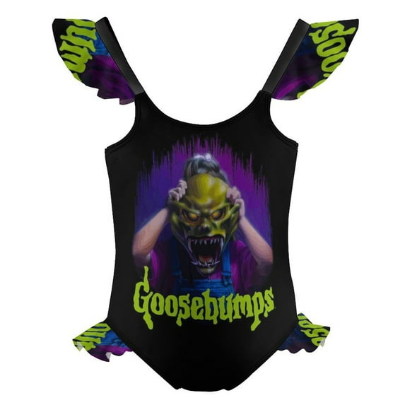 Girls Goosebumps One Piece Swimsuits Flutter Sleeve Bathing Suit for Beach Pool Swimwear