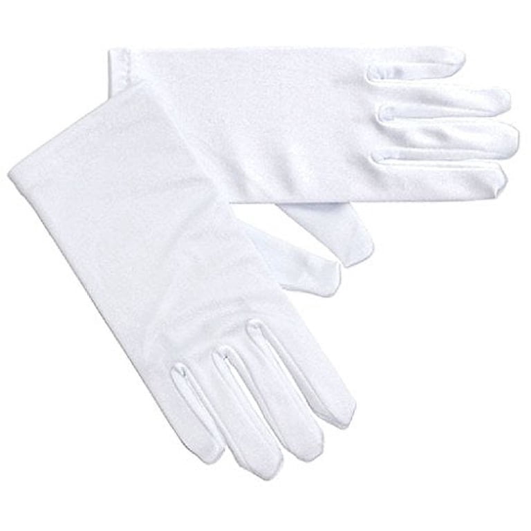 Girls Gorgeous Satin Short Gloves Special Occasion Dress Formal Wedding Pageant White 13-16 (GL703-2BL)