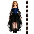 thumbnail image 1 of Girls Gothic Off Shoulder Party Dress, Lace Long Sleeve Corset High Low Tulle Dress, Halloween Christmas Witch Role Play Costume Dress Birthday Holiday Daily Wearfor Girls Ages 7-12, 1 of 8