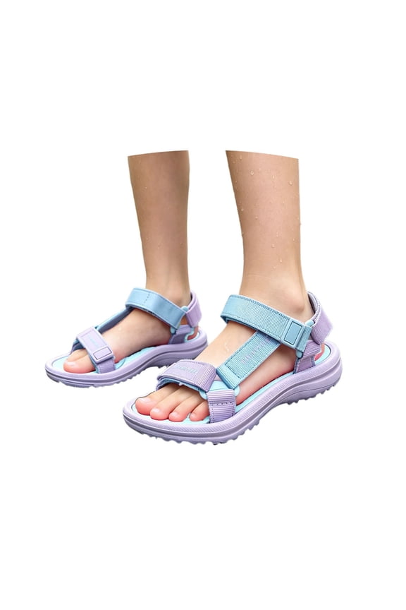 Girls Gradient Laser Heart Sport Sandals Sparkly Iridescent Straps Non Slip Rugged Outsole Open Toe Summer Outdoor Water Sandals For Little Kids