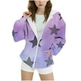 thumbnail image 1 of Girls Gradient Star Print Fleece Hooded Long Sleeve Sweatshirt Top Casual Sports Outerwear Pullover for Kids Girls Sweatshirt, 1 of 5