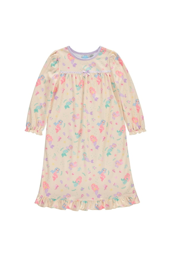 Girls Granny Gown Nightgown, Toddler to Big Kid, Mermaid Design, Soft, Comfortable, Adorable Pajamas For Girls