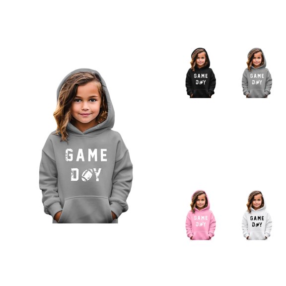 Girls' Graphic Hooded Sweatshirt, Soft Long Sleeve Pullover Top for Kids, Cute Casual Game Day Hoodie for Baby Boy & Girl, Football Fan Sunday Sport Outfit, Crewneck Sweatshirt