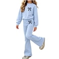 thumbnail image 1 of Girls Graphic Outfits Set Cute Casual Warm Long Sleeve Kids Sweatshirt and Flare Sweatpants Fall Clothes Blue 6, 1 of 8