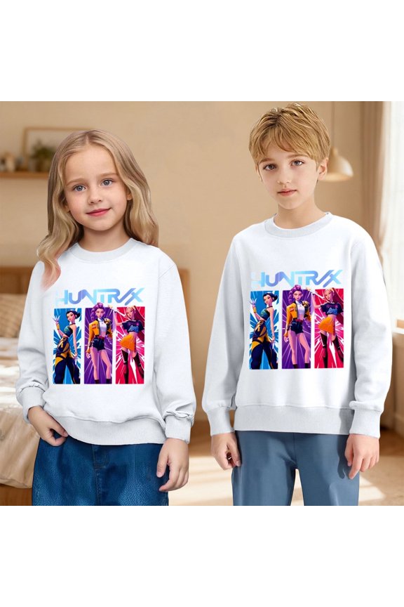 Girls Graphic Print Crewneck Sweatshirt,Long Sleeve Casual Pullover Hoodie Soft Winter Fall Fashion Outerwear Cozy Warm Top Teen Youth