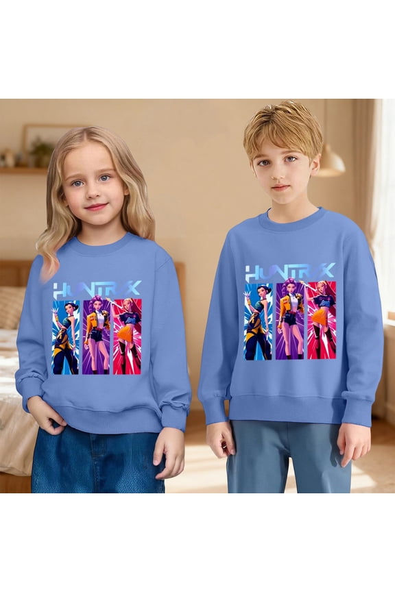 Girls Graphic Print Crewneck Sweatshirt,Long Sleeve Casual Pullover Hoodie Soft Winter Fall Fashion Outerwear Cozy Warm Top Teen Youth