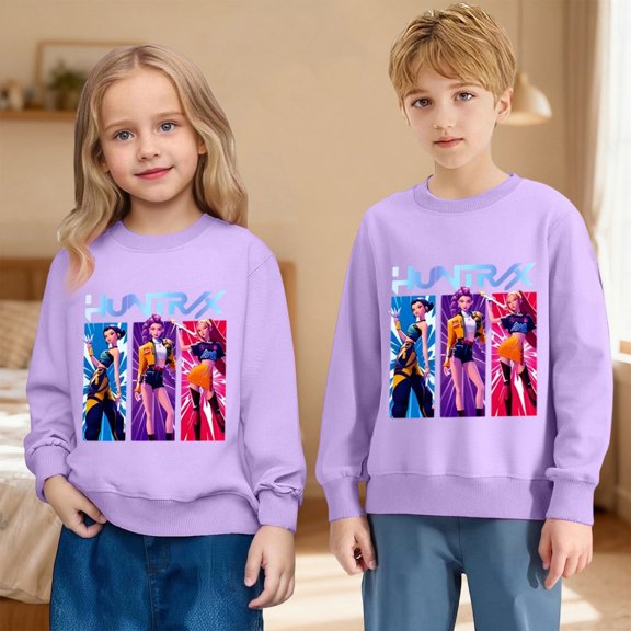 Girls Graphic Print Crewneck Sweatshirt,Long Sleeve Casual Pullover Hoodie Soft Winter Fall Fashion Outerwear Cozy Warm Top Teen Youth