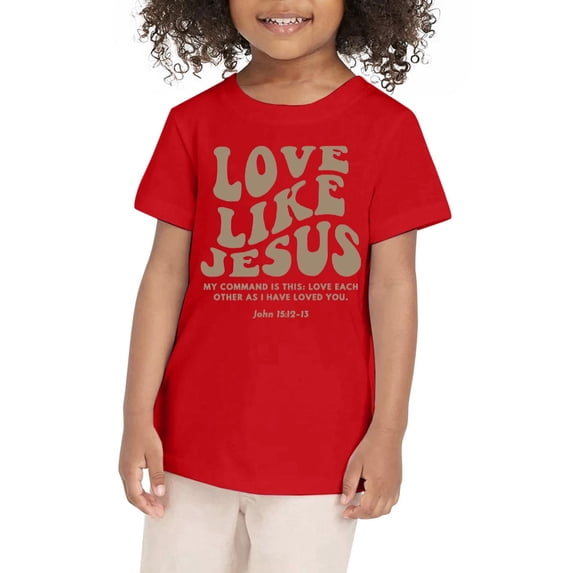 Girls Graphic Print Tee Shirt Crewneck Short Sleeve Summer Cute Tops Red 9-10 Years
