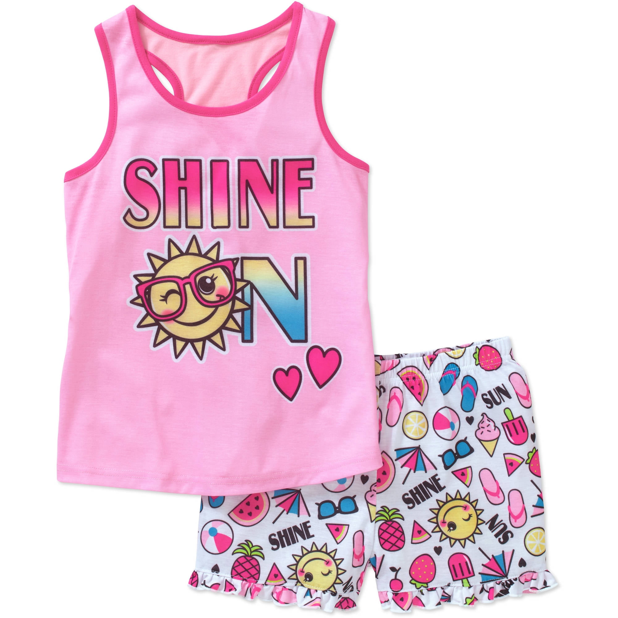 Girls' Graphic Shine On Pajama Sleep Tank and Shorts Two-Piece Set ...