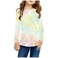 thumbnail image 1 of Girls Graphic T shirt Long Sleeve Tie Dye Shirts Cute Crewnecks Tops Dressy Casual Blouses Clothes Multicolor B 3 Years, 1 of 6
