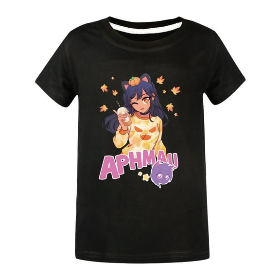 Girls Graphic Tee Short Sleeve T-Shirt Cartoon Aphmaus Girl Shirt Summer Clothes Crew Neck Tops Casual Cute Blouse