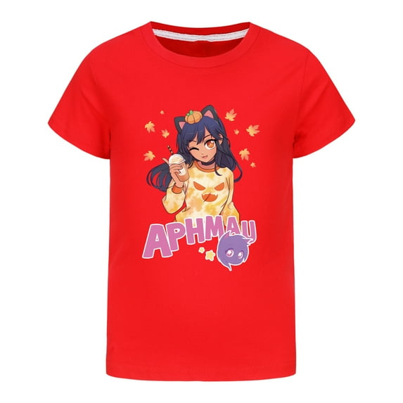 Girls Graphic Tee Short Sleeve T-Shirt Cartoon Aphmaus Girl Shirt Summer Clothes Crew Neck Tops Casual Cute Blouse