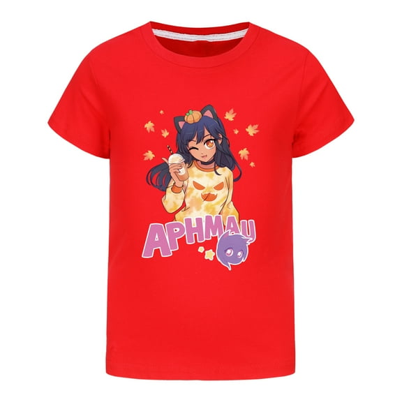 Girls Graphic Tee Short Sleeve T-Shirt Cartoon Aphmaus Girl Shirt Summer Clothes Crew Neck Tops Casual Cute Blouse