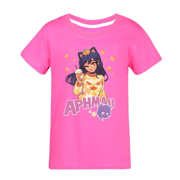 Girls Graphic Tee Short Sleeve T-Shirt Cartoon Aphmaus Girl Shirt Summer Clothes Crew Neck Tops Casual Cute Blouse