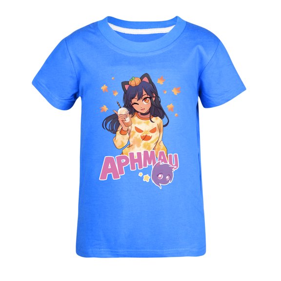 Girls Graphic Tee Short Sleeve T-Shirt Cartoon Aphmaus Girl Shirt Summer Clothes Crew Neck Tops Casual Cute Blouse