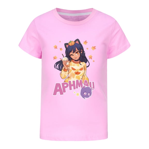 Girls Graphic Tee Short Sleeve T-Shirt Cartoon Aphmaus Girl Shirt Summer Clothes Crew Neck Tops Casual Cute Blouse