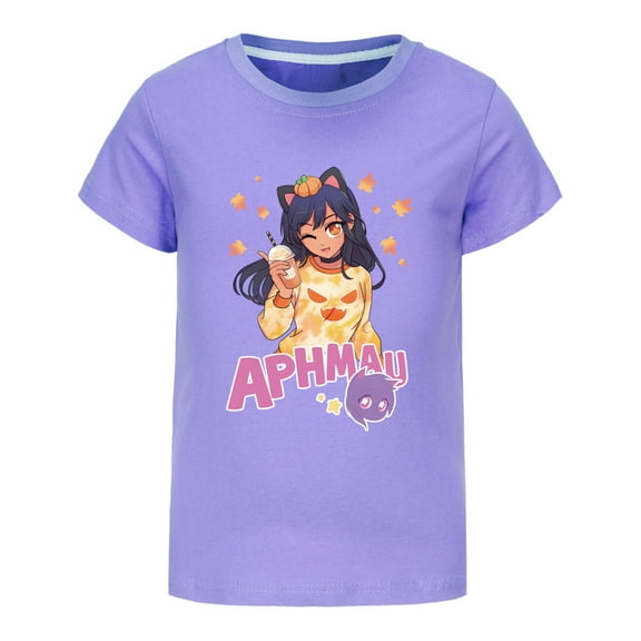 Girls Graphic Tee Short Sleeve T-Shirt Cartoon Aphmaus Girl Shirt Summer Clothes Crew Neck Tops Casual Cute Blouse