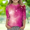 thumbnail image 1 of Girls Graphic Tees 10-12 Three Quarter Sleeve Gradient Sparkly Tops Fashion Casual Cute Crew Neck Kids T Shirts Toddler Girl Clothes Y2K Fall Fashion Tees Workout Running Outfits, Size 3-12, 1 of 5
