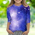 thumbnail image 1 of Girls Graphic Tees 10-12 Three Quarter Sleeve Gradient Sparkly Tops Fashion Casual Cute Crew Neck Kids T Shirts Toddler Girl Clothes Y2K Fall Fashion Tees Workout Running Outfits, Size 3-12, 1 of 5