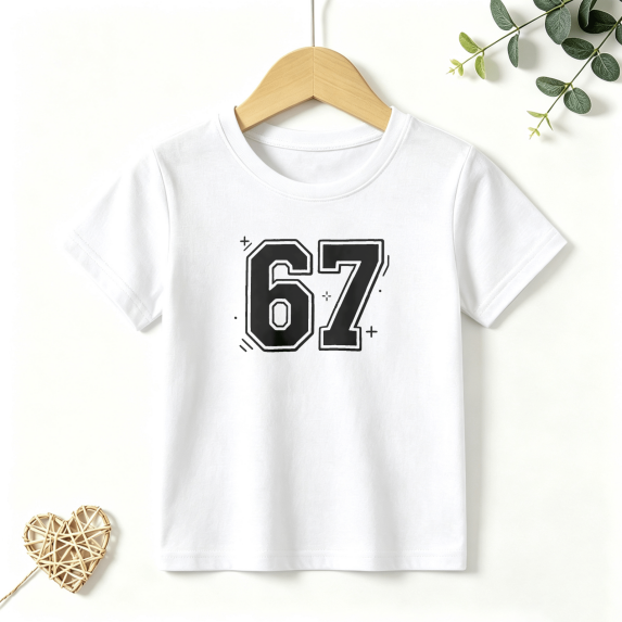 Girls Graphic Tees 67 Sports Jersey Kids T Shirt Funny Viral Meme 100% Cotton Short Sleeve Soft Tops 4-13Y