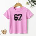 thumbnail image 1 of Girls Graphic Tees 67 Sports Jersey Kids T Shirt Funny Viral Meme 100% Cotton Short Sleeve Soft Tops 4-13Y, 1 of 5
