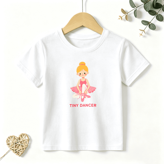 Girls Graphic Tees Ballerina Tiny Dancer Kids T Shirt Ballet Cute 100% Cotton Short Sleeve Soft Tops 4-13Y