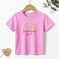 thumbnail image 1 of Girls Graphic Tees Boho Rainbow Birthday Girl Kids T Shirt Party Cute 100% Cotton Short Sleeve Soft Tops 4-13Y, 1 of 5