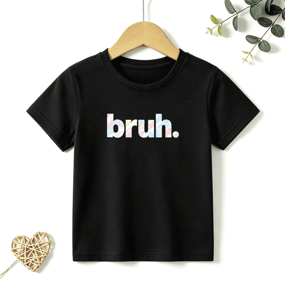 Girls Graphic Tees Bruh Pastel Marble Kids T Shirt Funny Meme Slang 100% Cotton Short Sleeve Soft Tops 4-13Y