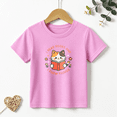 thumbnail image 1 of Girls Graphic Tees Cat Reading Book Kids T Shirt Cute School 100% Cotton Short Sleeve Soft Tops 4-13Y, 1 of 5