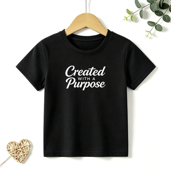 Girls Graphic Tees Created With Purpose Kids T Shirt Religious 100% Cotton Short Sleeve Soft Tops 4-13Y