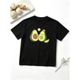 thumbnail image 1 of Girls Graphic Tees Cute Kawaii Avocados Short Sleeve Kids T-Shirt, 100% Cotton Soft Casual Tops for Children, 1 of 5