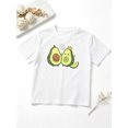 thumbnail image 1 of Girls Graphic Tees Cute Kawaii Avocados Short Sleeve Kids T-Shirt, 100% Cotton Soft Casual Tops for Children, 1 of 5