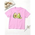 thumbnail image 1 of Girls Graphic Tees Cute Kawaii Avocados Short Sleeve Kids T-Shirt, 100% Cotton Soft Casual Tops for Children, 1 of 5
