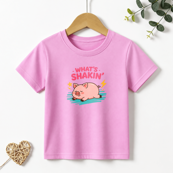 Girls Graphic Tees Cute Pig Kids T Shirt Funny Farm Animal 100% Cotton Short Sleeve Soft Tops 4-13Y