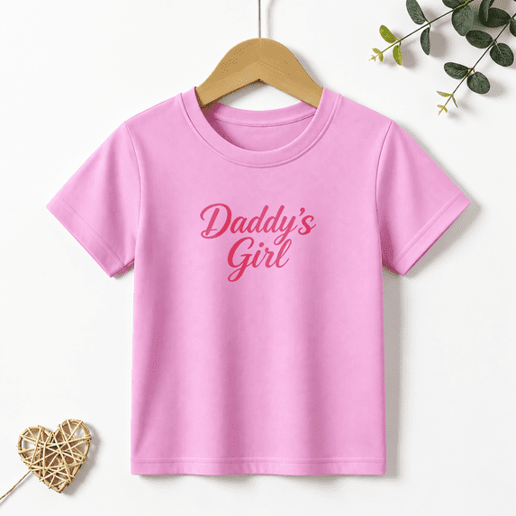 Girls Graphic Tees Daddys Girl Kids T Shirt Family Love 100% Cotton Short Sleeve Soft Tops 4-13Y