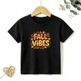 thumbnail image 1 of Girls Graphic Tees Fall Vibes Leaves Kids T Shirt Thanksgiving 100% Cotton Short Sleeve Soft Tops 4-13Y, 1 of 5