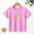 thumbnail image 1 of Girls Graphic Tees Feel The Rainbow Kids T Shirt Flower Cute 100% Cotton Short Sleeve Soft Tops 4-13Y, 1 of 5