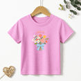 thumbnail image 1 of Girls Graphic Tees Flower Bouquet Floral Kids T Shirt Peace Joy 100% Cotton Short Sleeve Soft Tops 4-13Y, 1 of 5