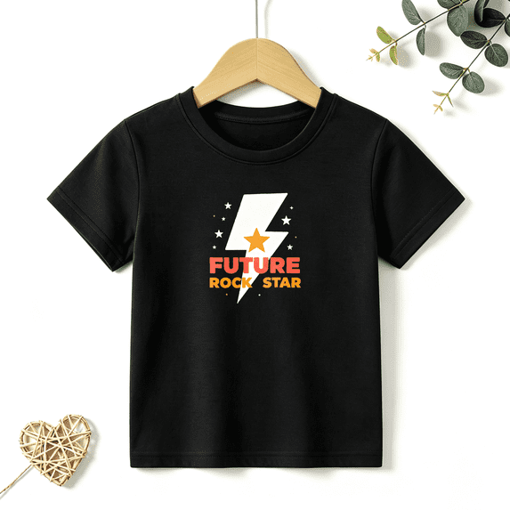 Girls Graphic Tees Future Rock Star Kids T Shirt Music Cool 100% Cotton Short Sleeve Soft Tops 4-13Y