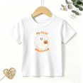 thumbnail image 1 of Girls Graphic Tees Ghost My First Halloween Kids T Shirt Cute Party 100% Cotton Short Sleeve Soft Tops 4-13Y, 1 of 5