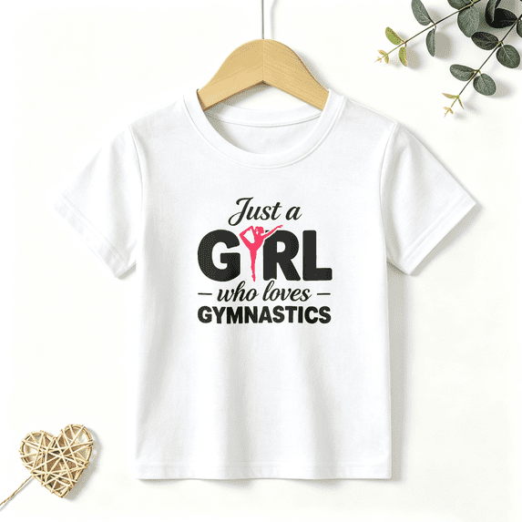 Girls Graphic Tees Gymnastics Girl Kids T Shirt Dance Sport 100% Cotton Short Sleeve Soft Tops 4-13Y