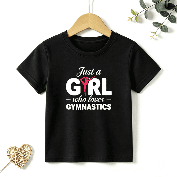 Girls Graphic Tees Gymnastics Girl Kids T Shirt Dance Sport 100% Cotton Short Sleeve Soft Tops 4-13Y