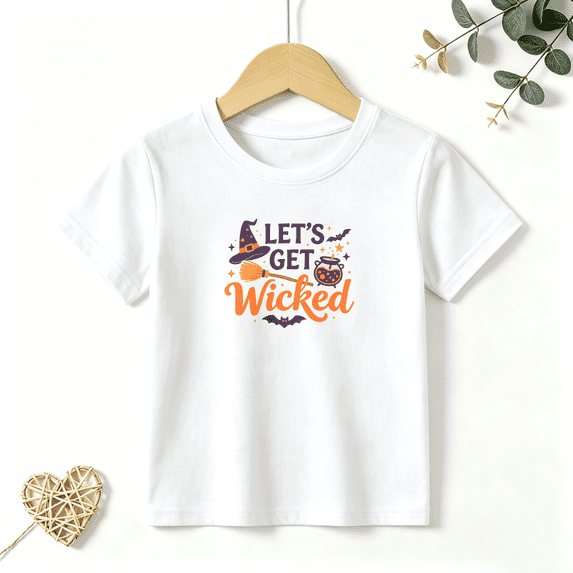 Girls Graphic Tees Halloween Witch Cauldron Kids T Shirt Party 100% Cotton Short Sleeve Soft Tops 4-13Y